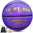 thumbnail image 1 of Personalized Basketball, Sparkle Glow to My Son / Daughter Basketball Gift, Cool Indoor Outdoor Glitter Shiny Leather Basketball Size 5/6/ 7 for Youth, Girls, Men, Women (with Pump), 1 of 7