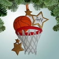 thumbnail image 1 of Personalized Basketball through Net with Stars Christmas Ornament - Shooting - Dribbling - Passing - Sharp Shooter - Team Gift Ideas, 1 of 1