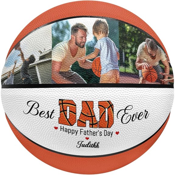 Personalized Basketball with Photo and Name, Custom Indoor Outdoor Sports Gift for Dad Son Friend