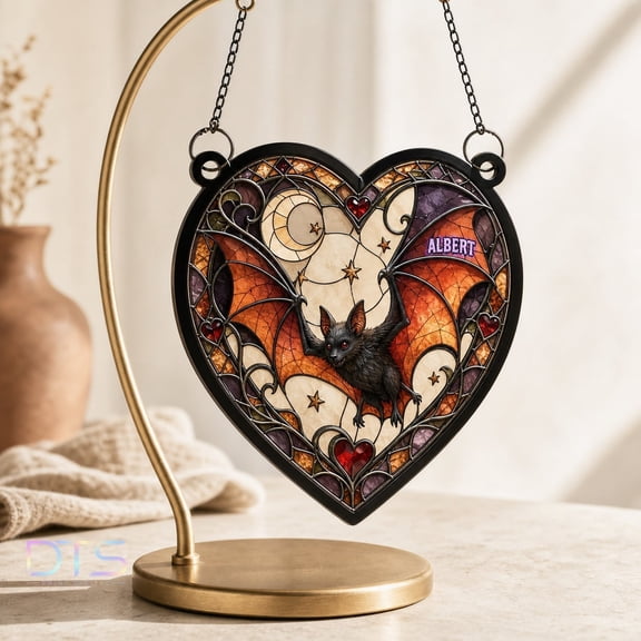 Personalized Bat Suncatcher Ornament Halloween Gift for Horror Fans