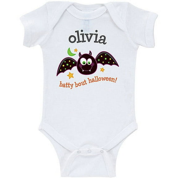 Personalized Batty Bout Halloween Baby White Creeper