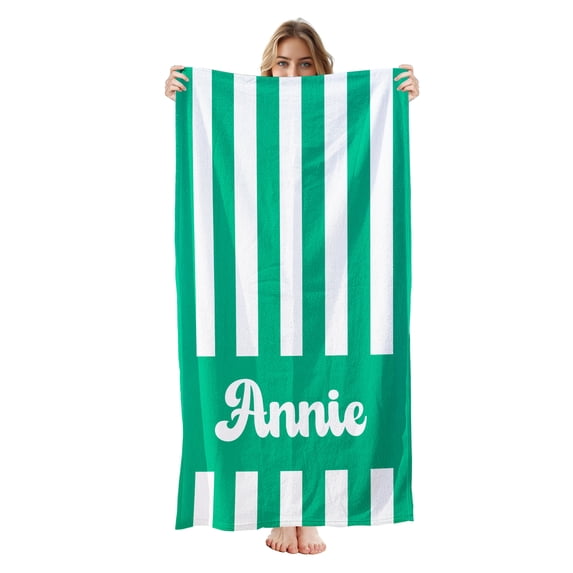 Personalized Beach Towel - Custom Microfiber Pool Towel - Personalize with Your Name - 30"x60" - Green