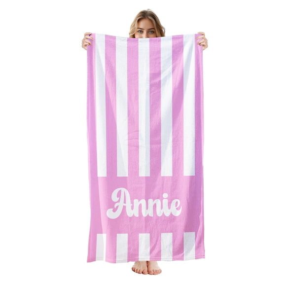 Personalized Beach Towel - Custom Microfiber Pool Towel - Personalize with Your Name - 30"x60" - Pink