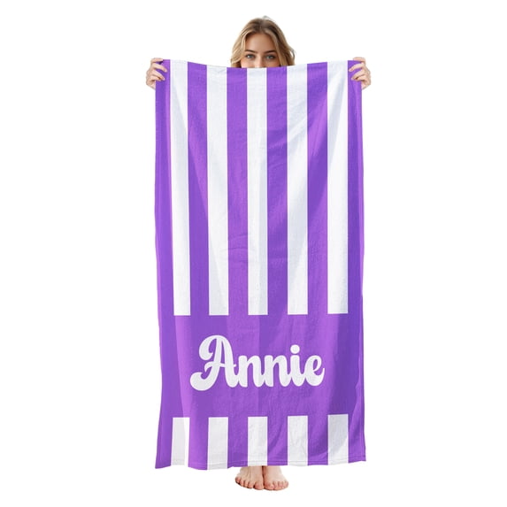 Personalized Beach Towel - Custom Microfiber Pool Towel - Personalize with Your Name - 30"x60" - Purple