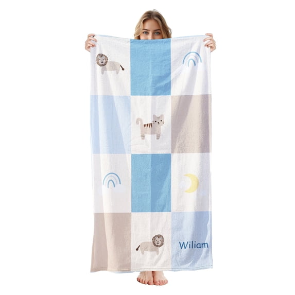 Personalized Beach Towel for Kids & Adults with Photos & TEXT 400GSM Custom 100% Microfiber Pool Towel Ultra Absorbent Super Soft Towels Personalized Gift for Women Men