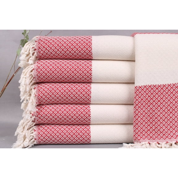 Personalized Beach Towel, Personalized Turkish Beach Towel, Red Towel, Striped Towel, 36x71 Inches Linen Towel, Boho Beach Towel,