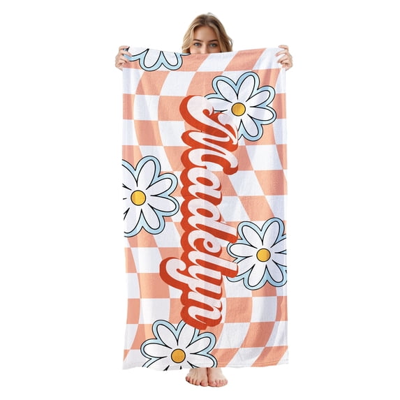 Personalized Beach Towel for Kids - Custom Beach Towel with Name- Soft Swimming Towel, Customized Bath/Pool/Beach Towel for Boys Girls