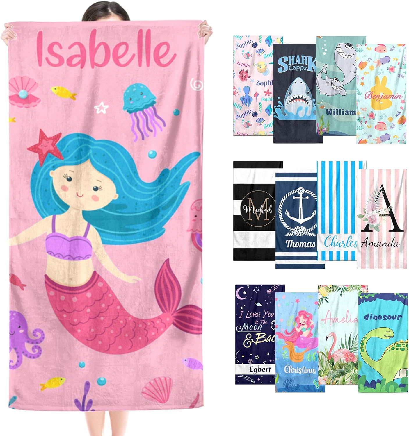 Personalized Beach Towels For Adults – Custom Name Towel 30”x60” – Microfiber Bath, Pool & Beach Towel