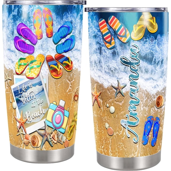 Personalized Beach Tumbler Girls Weekend Insulated cups Travel Purity Life Coffee Mug Cup with Lids Stainless Steel 20 oz Gifts for Women Girls Friends Trip