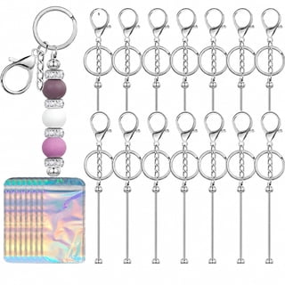 Personalized Beadable Keychain Craft Kit, Metal Key Ring Blanks with Packaging Bags for DIY Handmade Projects