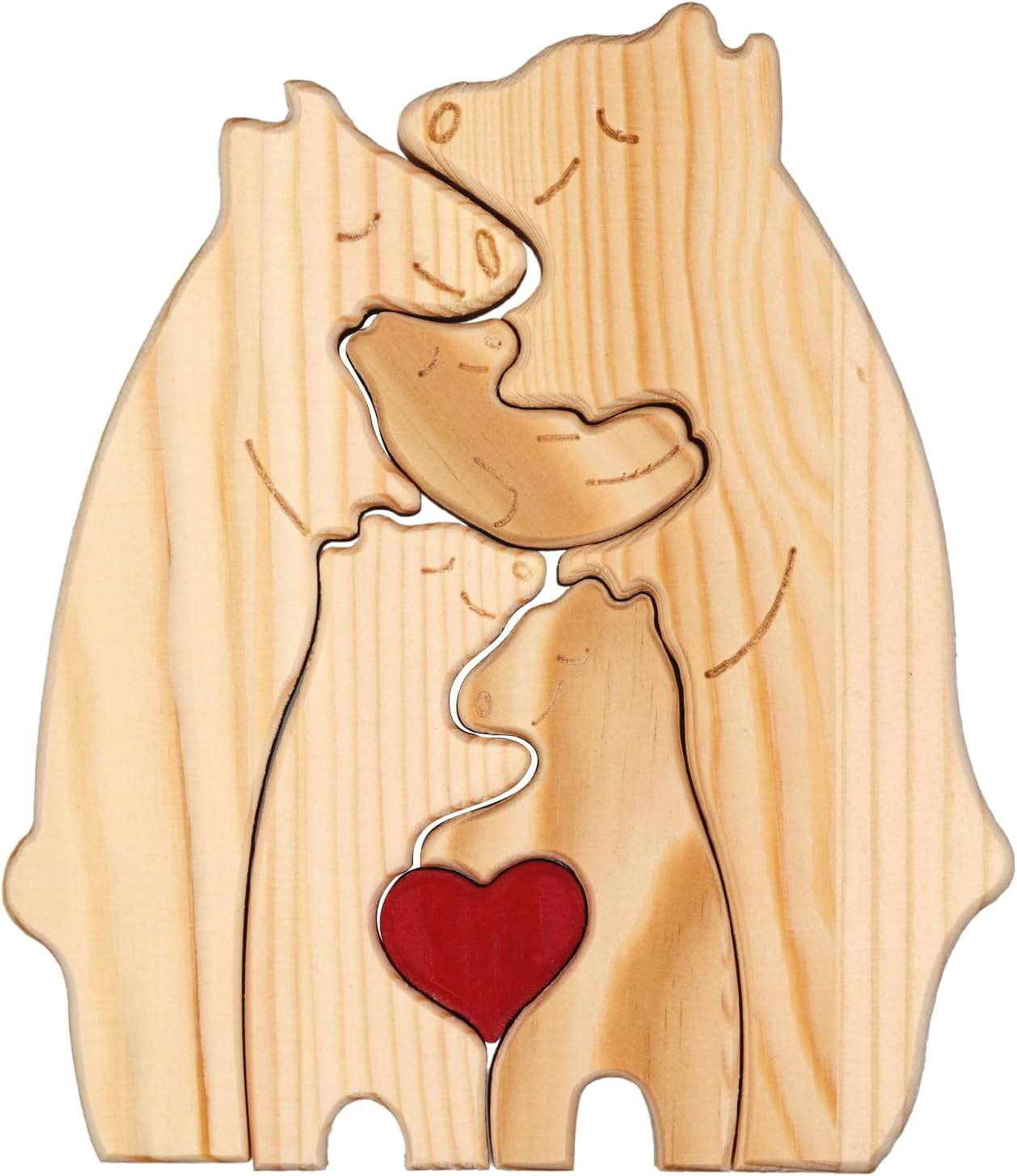 Personalized Wooden Bear Family Puzzle - Custom Names (1-8), Mother's Day/Birthday Gift, Home Decor, 4-6 Inch