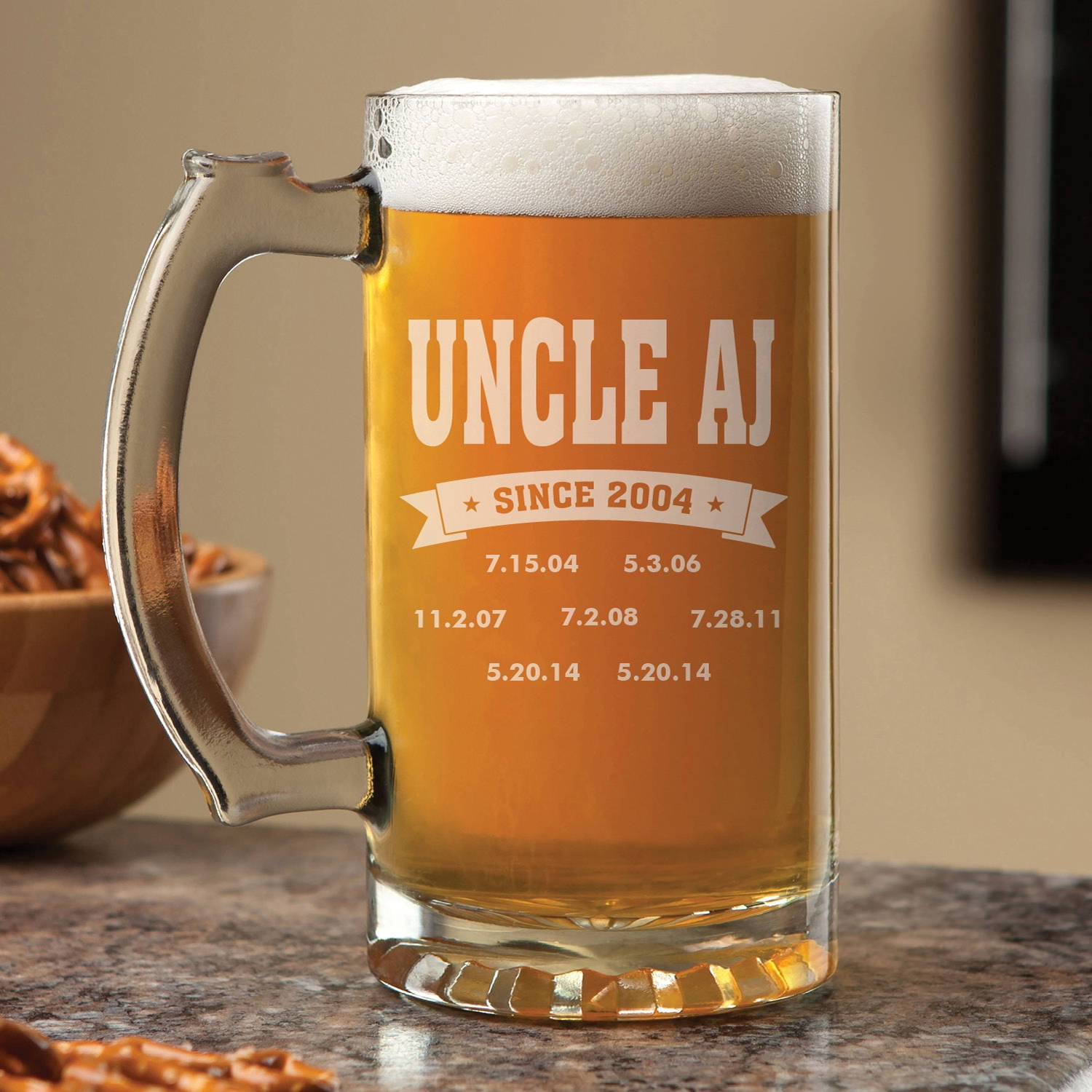 Personalized Beer Mug For Him, Special Dates