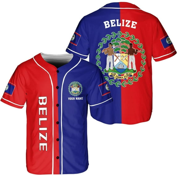 Personalized Belize Baseball Jersey Camisa Shirt, Belizean Flag Jersey, Belizean Pride Jersey for Men and Women (M)