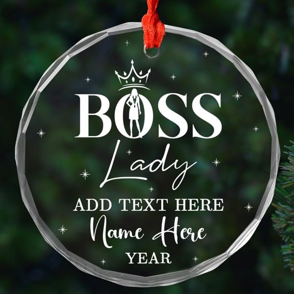 Personalized Best Boss Lady Glass Ornament Gift for Women Female Boss Manager, Santa's Favorite Boss Lady Christmas Ornament 2025, Custom Name Boss Lady Xmas Tree Ornament, Boss Lady Glass Ornament