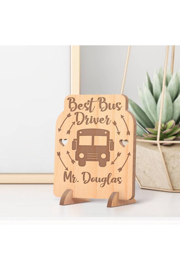 Personalized Best Bus Driver Wooden Gift card feat Arrows & Hearts