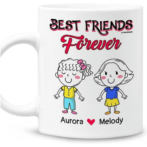 Personalized Best Friends Mug Best Friend Forever Friendship Mugs 11oz 15oz Coffee Mug Birthday Christmas Friendship Gifts For BFF Bestie Female Women Soul Sister Besties Custom Name Cups