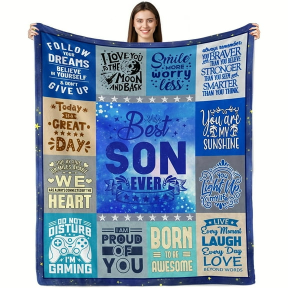 Personalized "Best Son Ever" Throw Blanket - Perfect Gift for Dad's Birthday or Any Special Occasion