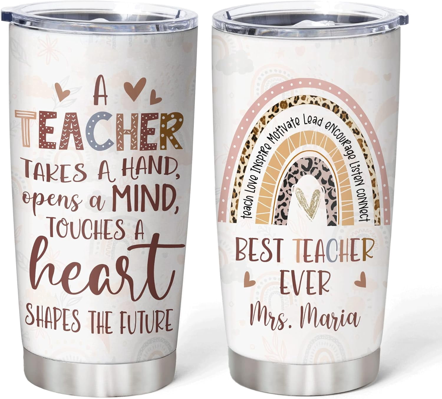 Personalized Best Teacher Tumbler With Lid 20oz Custom Name Double Wall