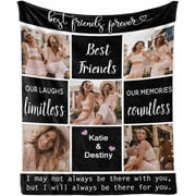 Personalized Besties Blanket with Photo Collage - Customized Throw Blanket with Pictures - Soft BFF Blanket for Bestie/Friend/Family Memorial Gifts, 30"x40" Blankets