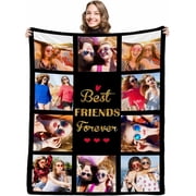 Personalized Besties Blanket with Photo Collage - Customized Throw Blanket with Pictures - Soft BFF Blanket for Bestie/Friend/Family Memorial Gifts, 30"x40" Blankets