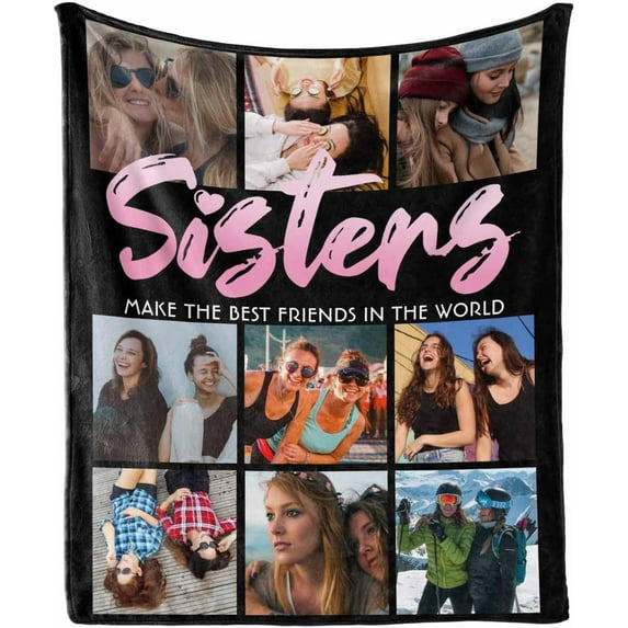Personalized Besties Blanket with Photo Collage - Customized Throw Blanket with Pictures - Soft BFF Blanket for Bestie/Friend/Family Memorial Gifts, 30"x40" Blankets