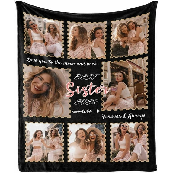 Personalized Besties Blanket with Photo Collage - Customized Throw Blanket with Pictures - Soft BFF Blanket for Bestie/Friend/Family Memorial Gifts, 30"x40" Blankets