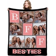 Personalized Besties Blanket with Photo Collage - Customized Throw Blanket with Pictures - Soft BFF Blanket for Bestie/Friend/Family Memorial Gifts, 30"x40" Blankets