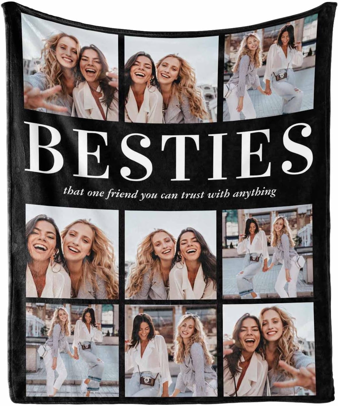 Personalized Besties Blanket with Photo Collage Customized Throw