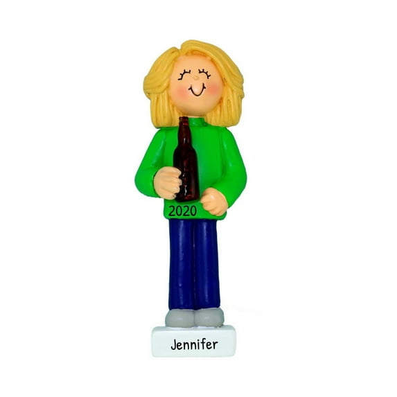 Personalized Beverage Ornament 2024 Blonde Female Drinker Beer Lover 1 Count - Ornaments by Elves