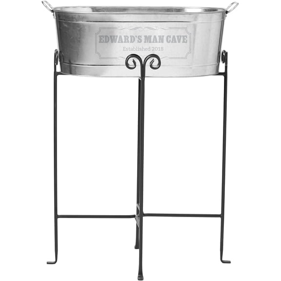 Personalized Beverage Tub - Custom Beverage Tub - Customize With Name & Initial - Galvanized Drink Tub - 20 ¾"L x 11 ¾"W x 7" H - 5.5 Gallons