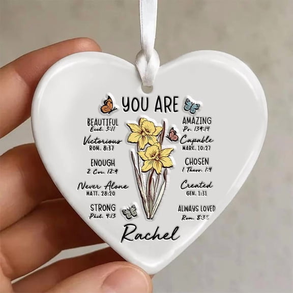 Personalized Bible Verse Ceramic Ornament - Custom Scripture Ring, 'God Says You Are' Christian Gift for Her