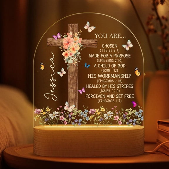 Personalized Bible Verse Custom Night Light Acrylic Faith Table Lamp Christian Home Decor Religious Gift For Women