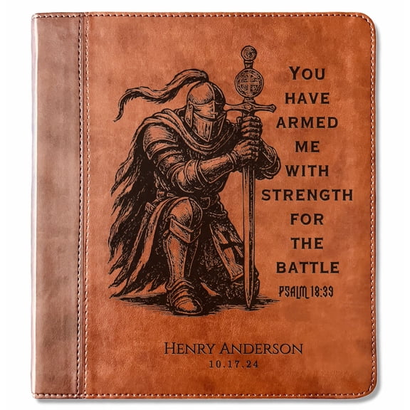 Personalized Bible for Men, ESV Journaling Study Bible, Custom Engraved Name, Knight Warrior Design, Christian Gift, Bible Gifts for Him
