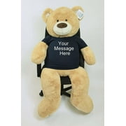 Personalized Big Plush 5 Foot Giant Teddy Bear Wearing Customized T-Shirt with Your Message