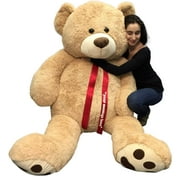 عملاق أفخم كبير 6 Ft Teddy Bear Soft ، رسالتك مطبوعة على قوس شريط الرقبة
