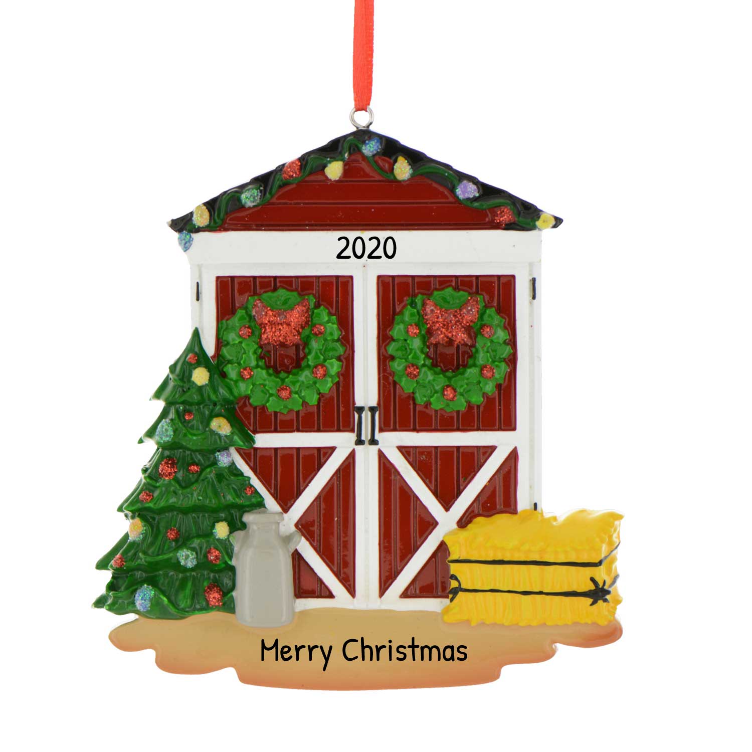 Personalized Big Red Barn Ornament 2023 Christmas Tree Farm Ornament, Farm Ornaments for