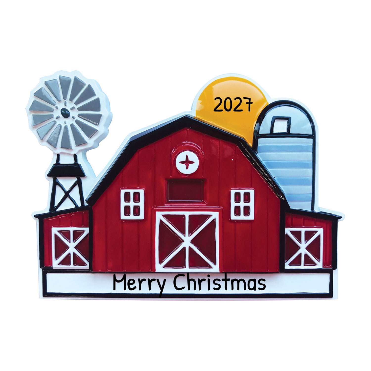 Personalized Big Red Barn Ornament 2023 Christmas Tree Farm Ornament, Farm Ornaments for
