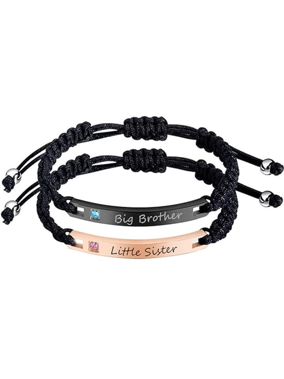Personalized Big Sister and Little Brother Sibling Matching Bracelet Custom Name Big Lil Sis Bro Family Love Gift Family Jewelry Prensent for Brother from Sister Set for 2