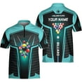 thumbnail image 1 of Personalized Billiard Jersey 3D Billiard Shirts for Men Billiard Bowling Jersey Billiards 9 Ball Pool Shirts for Men (Teal, L), 1 of 7