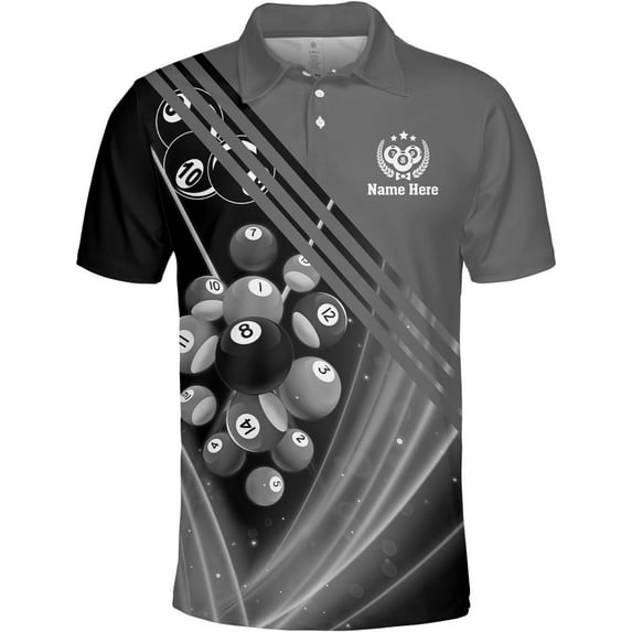Personalized Billiard Polo Shirt Shirts Men Women Custom Name 3D Team Apparel Gift 8 Ball Pool S-5XL (Grey, XL)