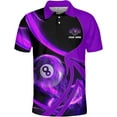 thumbnail image 1 of Personalized Billiard Polo Shirt Shirts Men Women Custom Name 3D Team Apparel Gift 8 Ball Pool S-5XL (Purple, XL), 1 of 8