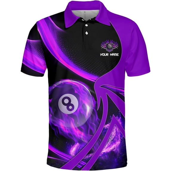 Personalized Billiard Polo Shirt Shirts Men Women Custom Name 3D Team Apparel Gift 8 Ball Pool S-5XL (Purple, XL)