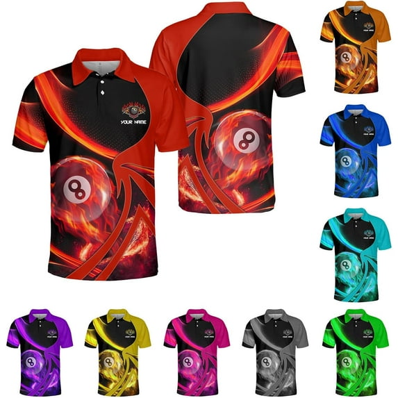 Personalized Billiard Polo Shirt Shirts Men Women Custom Name 3D Team Apparel Gift 8 Ball Pool S-5XL (Red, 3XL)