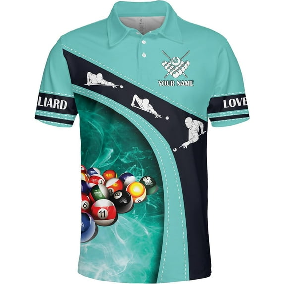 Personalized Billiard Polo Shirt Shirts Men Women Custom Name 3D Team Apparel Gift 8 Ball Pool S-5XL (Teal, 5XL)
