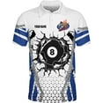 thumbnail image 1 of Personalized Billiard Polo Shirts Billiard Polo 3D Billiard Flag Men's Pool Billiards Shirt 8 Ball Gift Men Women (Blue, M), 1 of 7