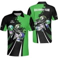 thumbnail image 1 of Personalized Billiard Polo Shirts Billiard Polo 3D Billiard Flag Men's Pool Billiards Shirt 8 Ball Gift Men Women (Green, M), 1 of 7
