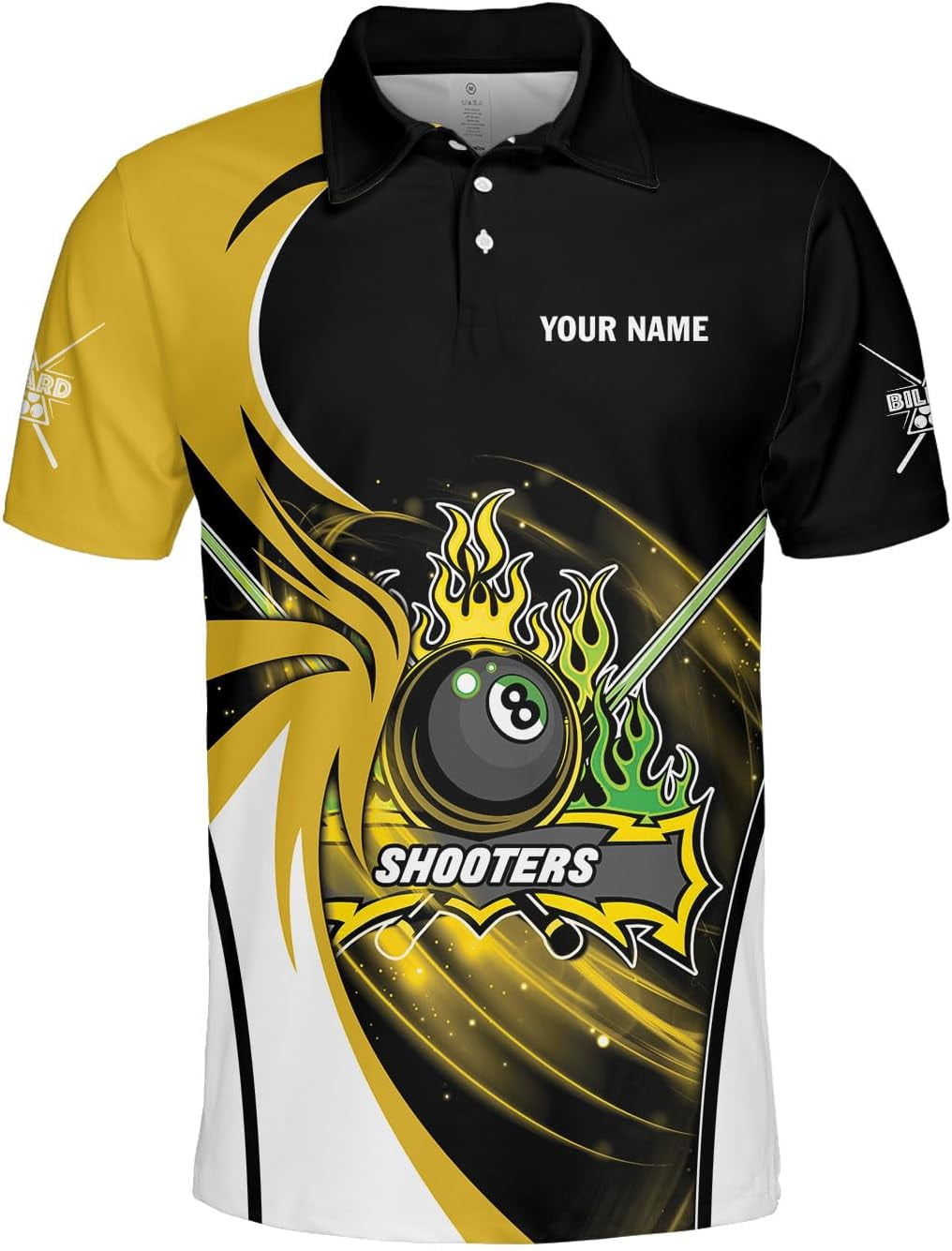 Personalized Billiard / Pool Quarter-Zip Jersey - Custom Name Shirts For Men (Yellow & Black) 6 thumbnail image