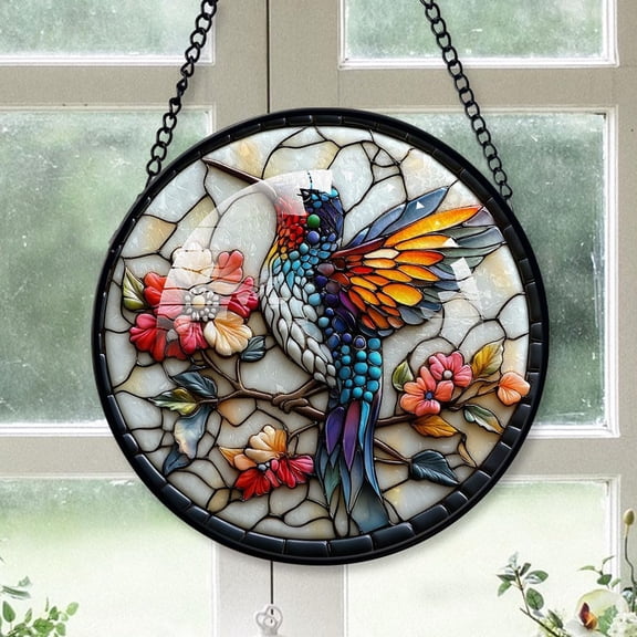 Personalized Bird House Suncatcher Stained Glass, Bird House Originally Designed , Bird House Suncatchers for Indoor Window, Beautiful Gifts Xciej2