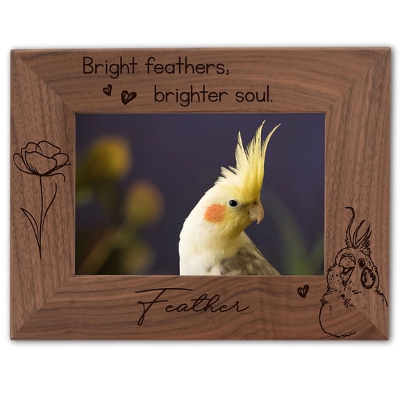 Personalized Bird Picture Frame, Genuine Walnut Bird Photo Frame 4x6, Bird Picture Wall Decor, Bird Memorial Gift, Bird Loss Gifts