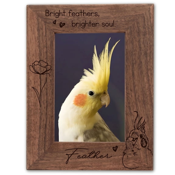Personalized Bird Picture Frame, Genuine Walnut Bird Photo Frame 4x6, Bird Picture Wall Decor, Bird Memorial Gift, Bird Loss Gifts